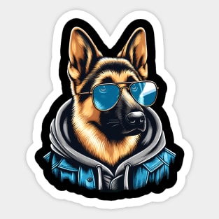 German Shepherd With Sunglasses Sticker